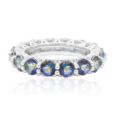 Anillo en plata con Cuarzo Místico azul