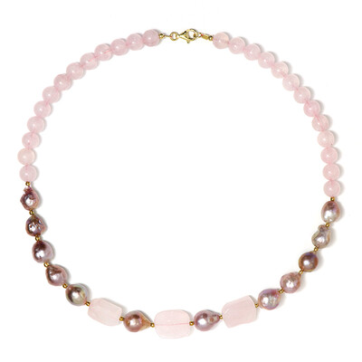 Collar en plata con Cuarzo rosa