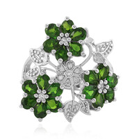 Anillo en plata con Diópsido de Rusia