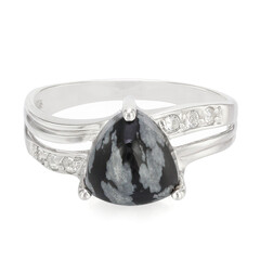 Anillo en plata con Obsidiana Copo de Nieve