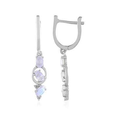 Pendientes en plata con Piedra de Luna arcoíris