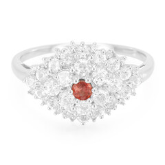 Anillo en plata con Rubí rojo atardecer