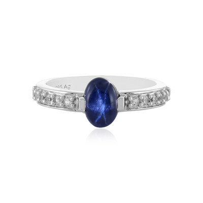 Anillo en plata con Zafiro estrella azul