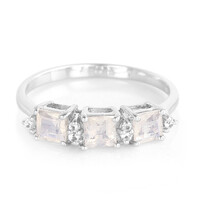 Anillo en plata con Piedra de Luna arcoíris