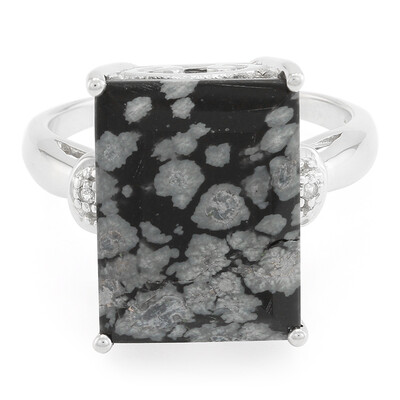 Anillo en plata con Obsidiana Copo de Nieve