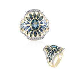 Anillo en plata con Topacio azul de Londres (Adela Silber)