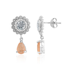 Pendientes en plata con Cuarzo durazno pastel
