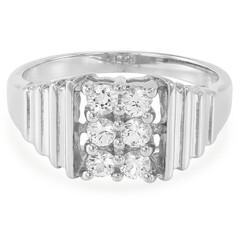Anillo de hombre en plata con Zafiro blanco