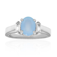 Anillo en plata con Calcedonia agua