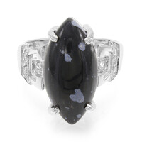 Anillo en plata con Obsidiana Copo de Nieve