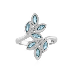 Anillo en plata con Topacio azul suizo