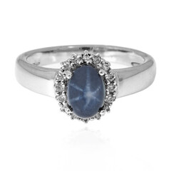 Anillo en plata con Zafiro estrella azul
