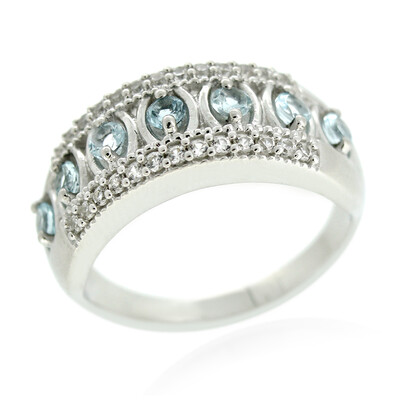 Anillo en plata con Topacio azul cielo