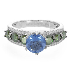 Anillo en plata con Fluorita de color cambiante