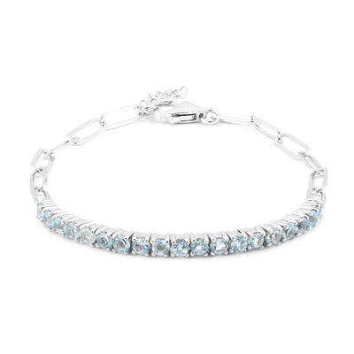 Brazalete en plata con Topacio azul cielo