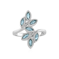 Anillo en plata con Topacio azul suizo