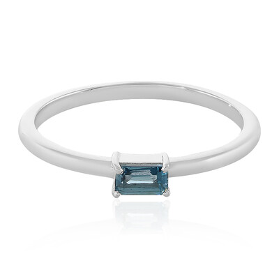 Anillo en plata con Topacio azul de Londres