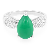 Anillo en plata con Calcedonia verde