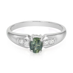 Anillo en plata con Zafiro de pavo real no calentado