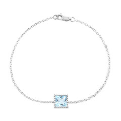 Brazalete en plata con Topacio azul cielo