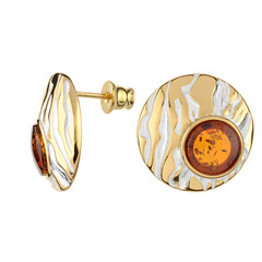 Pendientes en plata con Ámbar báltico cognac