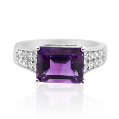 Anillo en plata con Amatista de Zambia