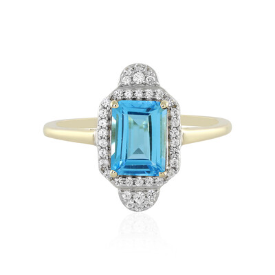 Anillo en oro con Topacio azul suizo (Adela Gold)