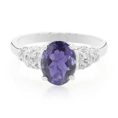 Anillo en plata con Iolita de Ceilán