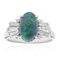 Anillo en platino con Ópalo negro de Lightning Ridge (CIRARI)