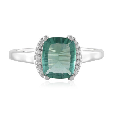 Anillo en plata con Fluorita verde