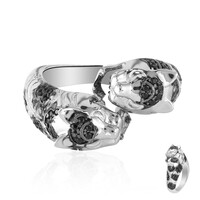 Anillo en plata con Espinela negra
