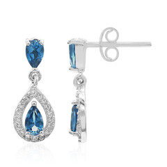 Pendientes en plata con Topacio azul de Londres