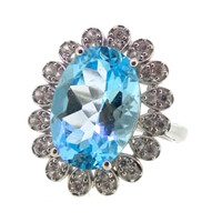 Anillo en plata con Topacio azul cielo