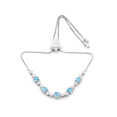 Brazalete en plata con Topacio azul suizo