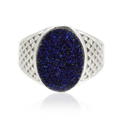 Anillo en plata con Ágata azul cobalto brillante