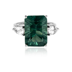 Anillo en plata con Fluorita verde