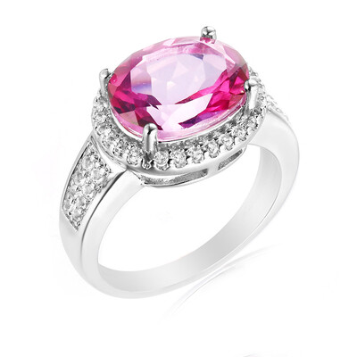 Anillo en plata con Topacio rosa