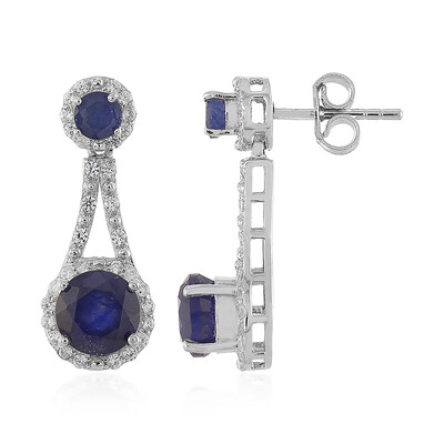 Pendientes en plata con Zafiro azul de Madagascar