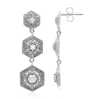 Pendientes en plata con Topacio blanco