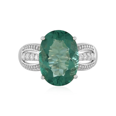 Anillo en plata con Fluorita verde