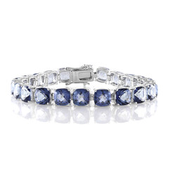 Brazalete en plata con Cuarzo Místico azul