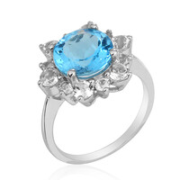 Anillo en plata con Topacio azul suizo