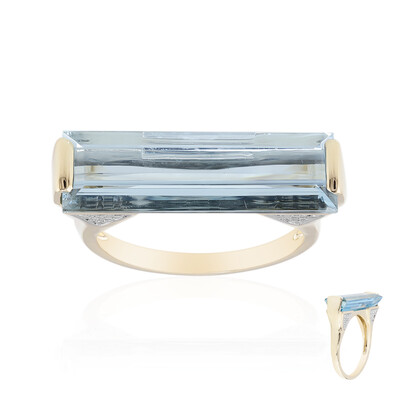 Anillo en oro con Aguamarina de Brasill AAA (de Melo)