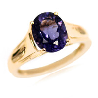 Anillo en oro con Cuarzo arándano