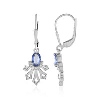 Pendientes en plata con Zafiro azul Ceylon sin calentar