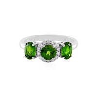 Anillo en plata con Diópsido de Rusia