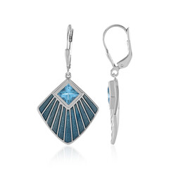Pendientes en plata con Topacio azul suizo (Adela Silber)