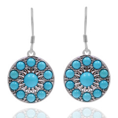 Pendientes en plata con Turquesa bella durmiente (Anne Bever)