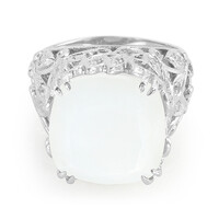 Anillo en plata con Piedra de Luna blanca