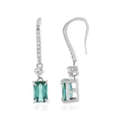 Pendientes en plata con Turmalina verde Benedito (Adela Silber)